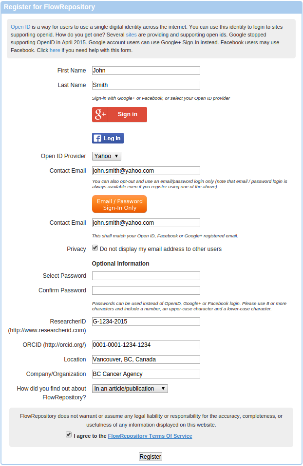 Register with FlowRepository