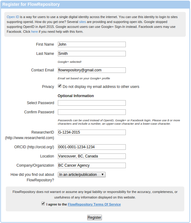 Register with FlowRepository