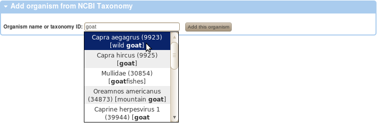 Annotation Data - Add Organism