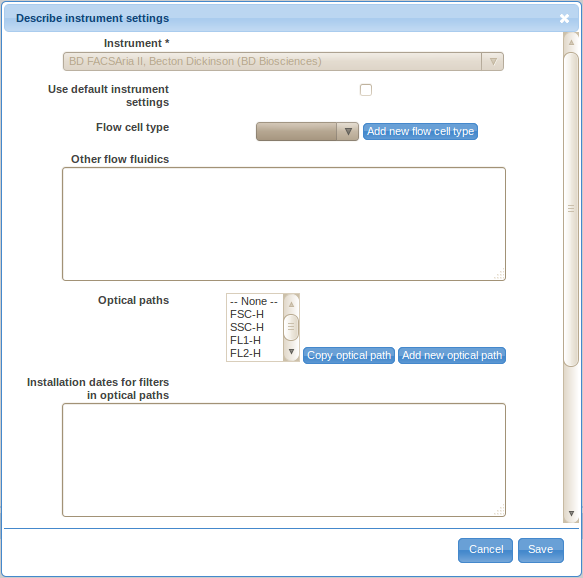 FCS Instrumentation Settings